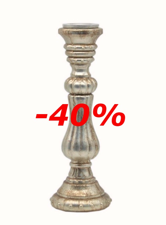Candeliere vetro anticato Blanc Mariclò art A31301 diam17x51h €69-40%=41,40