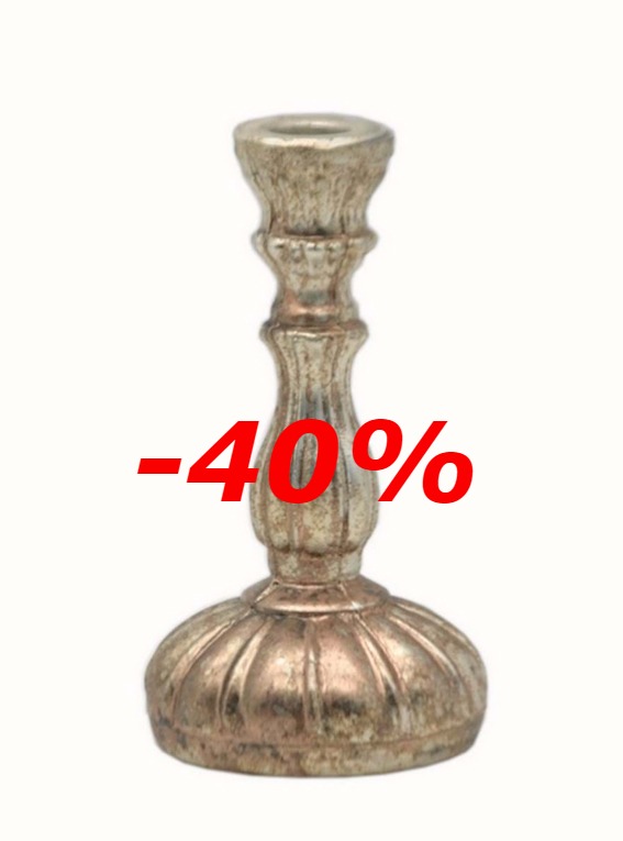 Candeliere vetro anticato art A31297 diam9x18h €22-40%=13,20