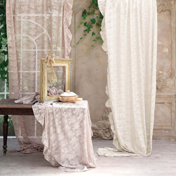 Tende Blanc Mariclò set 2 pz serie Romantic Lace art A3190599CI colore cipria cad150x290h €139 la coppia
