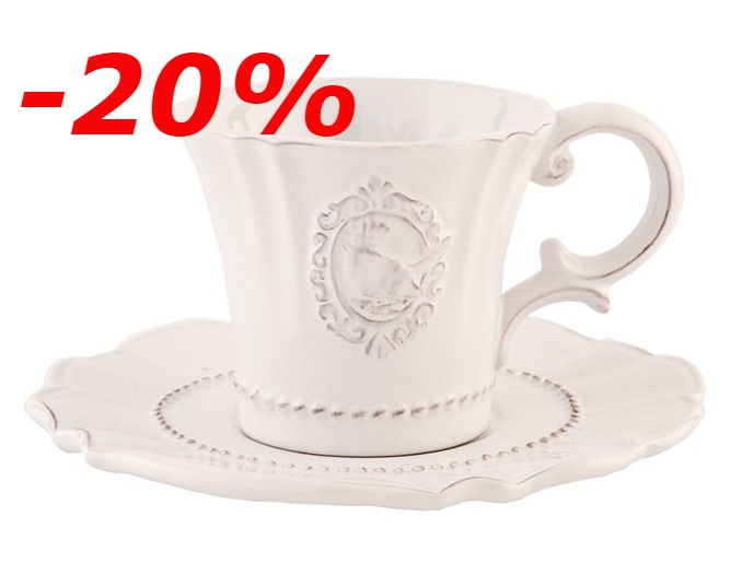 Tazzina e piattino caffè shabby 6CE0273 ceramica 125ml €13,90-20%=11,12