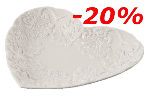 Vassoio cuore Coccole di Casa art JM10400 ceramica 26x23x3h €23-20%=18,40