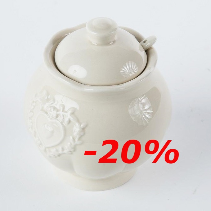 Zuccheriera con cucchiaino art 21-QJ5530 ceramica diam9x11h €12-20%=9,60
