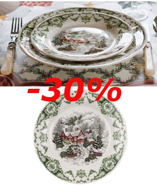 Piatto frutta Blanc Mariclò serie Un Natale Italiano art 35041 ceramica diam21cm €14-30%=9,80